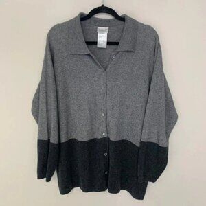 Basler Black Grey Cashmere Silk Button Up Cardigan 44